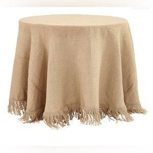 NEW Ballard Designs Essential Tablecloth Fringed Natural Burlap 96”